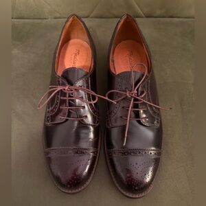 Madewell Burgundy Brogue Wingtip Leather Oxfords